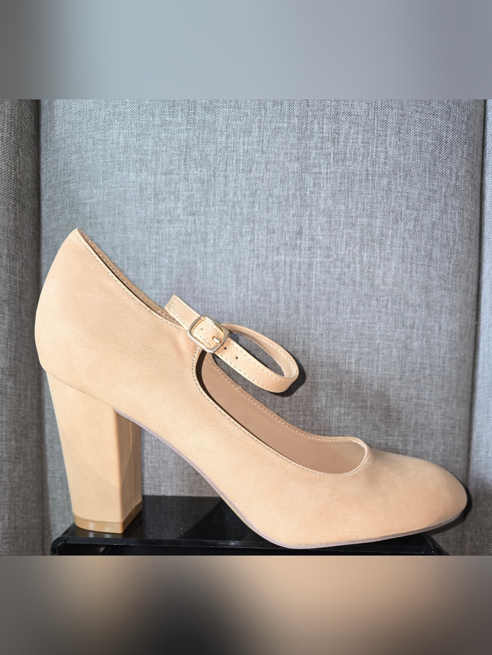 Skippy By J. Adams-Mary Jane Block Heel Pumps In Natural Nubuck - Picture 6 of 14